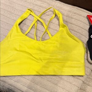 Vibrant Yellow Sports Bra with Criss-Cross Back